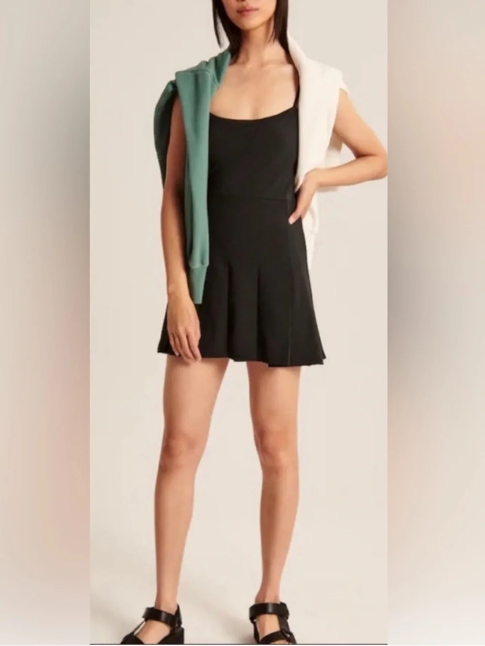 Abercrombie & Fitch Traveler Pleated Tennis Dress Black Active Mini M - Picture 4 of 12